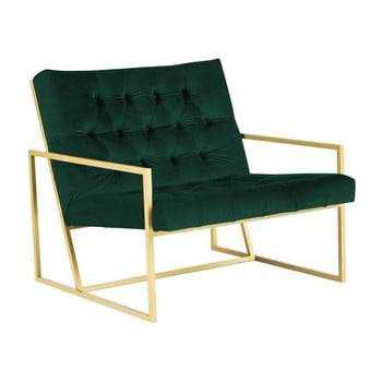 Fotoliu mazzini sofas bono cu structură metalică, auriu - verde