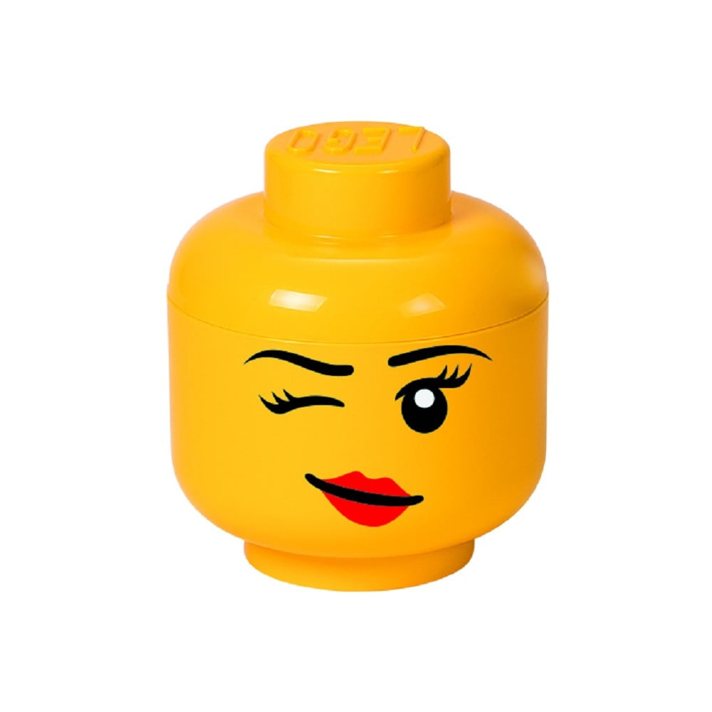 Žlutý úložný box ve tvaru hlavy LEGO® Winky, ⌀ 16,3 cm