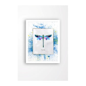 Tablou pe pânză în ramă albă tablo center dragonfly, 29 x 24 cm
