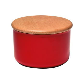 Vas din ceramică și capac din lemn Emile Henry, 1 l, roșu