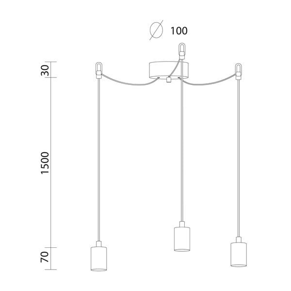 Černé závěsné svítidlo se 3 kabely Bulb Attack Cero Basic