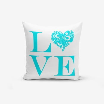 Față de pernă minimalist cushion covers love blue, 45 x 45 cm