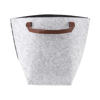 Coș pentru depozitare cu mânere din piele, pt living storage, înălțime 42 cm, gri
