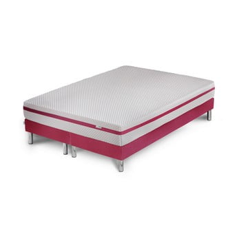 Pat cu saltea și 2 boxspring Stella Cadente Maison Pluton, 160 200 cm, roz