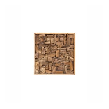 Decorațiune de perete din lemn de tec reciclat woox living city, 70 x 70 cm