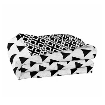 Cuvertură reversibilă din microfibră decoking hypnosis triangles, 220 x 260 cm, negru - alb
