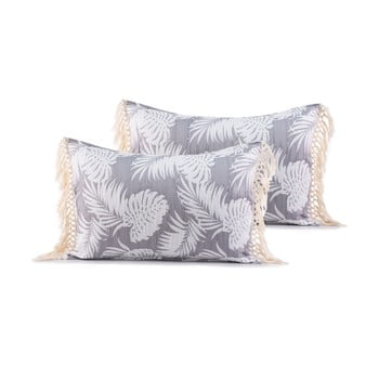 Set 2 fețe de pernă decoking tropical leafes, 50 x 70 cm, gri