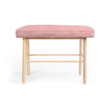 Taburet tapițat din lemn de pin și catifea velvet atelier, roz