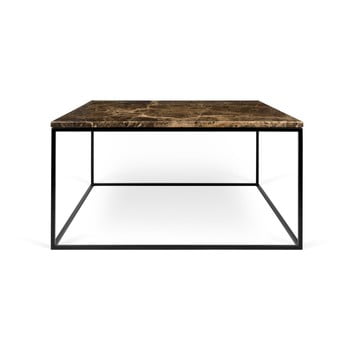 Măsuță temahome gleam din marmură, cu picioare negre, 75 cm, maro