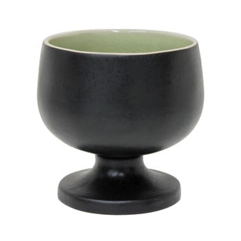 Bol cu picior din gresie ceramică Costa Nova Riviera, 550 ml, negru-verde imagine
