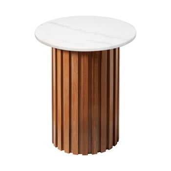 Masă cu structură din stejar rge moon, ⌀ 50 cm, alb