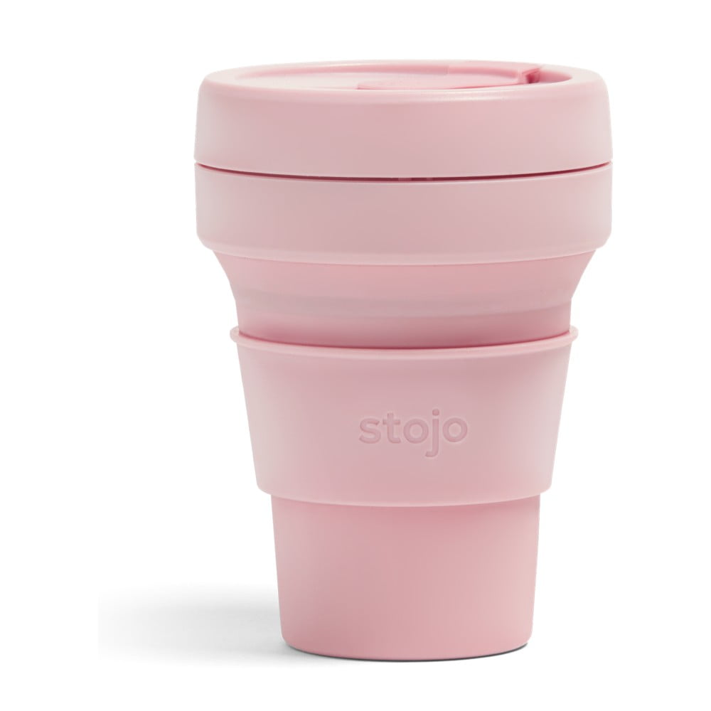 Růžový skládací cestovní hrnek Stojo Pocket Cup Carnation, 355 ml