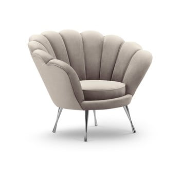 Fotoliu cu tapițerie de catifea interieur 86 varenne, bej