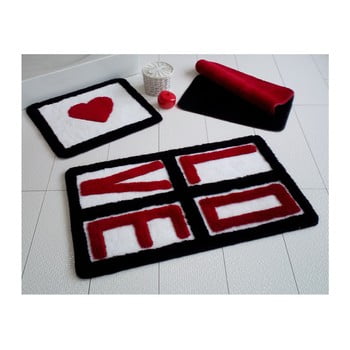Set 3 covoare de baie alessia love red