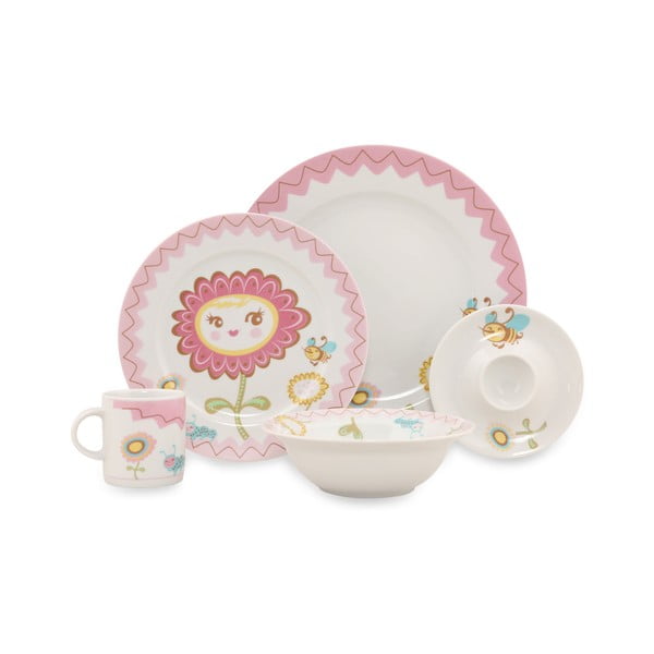 5dílný dětský porcelánový jídelní set Kütahya Porselen Bloom