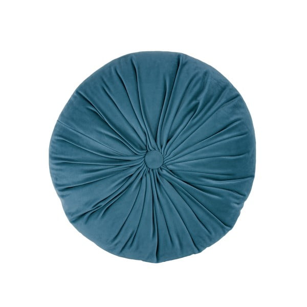 Modrý sametový dekorativní polštář Tiseco Home Studio Velvet, ø 38 cm