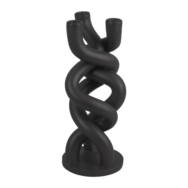 Černý keramický svícen na tři svíčky PT LIVING Twisted, výška 31,4 cm