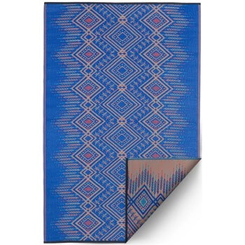 Covor reversibil adecvat pentru exterior, din plastic reciclat fab hab jodhpur multi blue, 90 x 150 cm, albastru