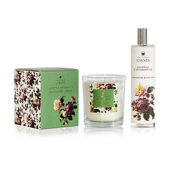 Set lumânare parfumată și spray de interior cu aromă de gardenie și lemn de santal Bahoma London Oasis Renaissance