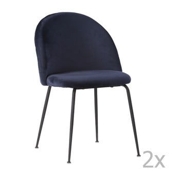 Set 2 scaune cu picioare negre house nordic geneve, albastru