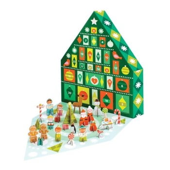 Calendar advent cu 24 figurine pliabile din hârtie reciclată și vopsea vegetală Petit collage Tree