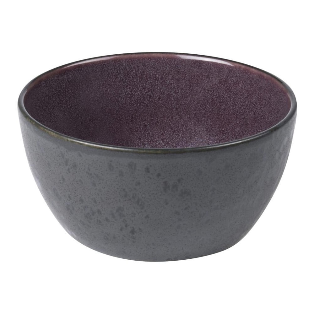 Černá kameninová miska s vnitřní glazurou ve fialové barvě Bitz Mensa, průměr 12 cm