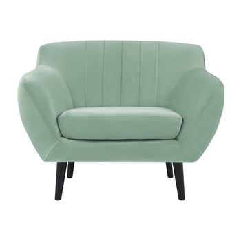 Fotoliu elegant cu picioare negre mazzini sofas toscane, verde mentă