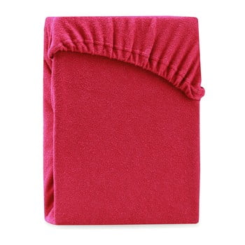 Cearșaf elastic pentru pat dublu AmeliaHome Ruby Maroon, 220-240 x 220 cm, roșu