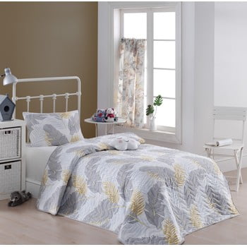 Set cuvertură pentru pat și față de pernă Eponj Home Altin Yaprak Grey, 160 x 220 cm
