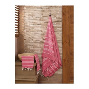 Set 2 prosoape hammam sultan, roșu