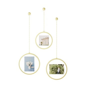 Set 3 rame foto suspendate umbra luna, aurii