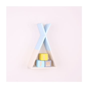 Raft de perete din lemn north carolina scandinavian home decors teepee, înălțime 33 cm, albastru deschis