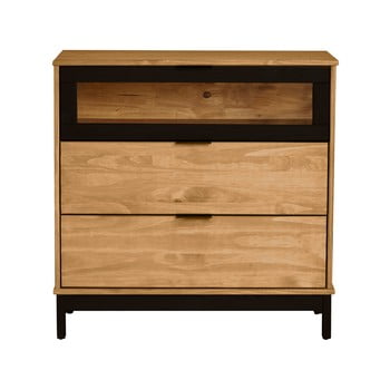 Comodă din lemn masiv de pin marckeric baku, lățime 80 cm, maro - negru