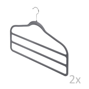 Set 2 umerașe pantaloni domopak velvet hangers, gri