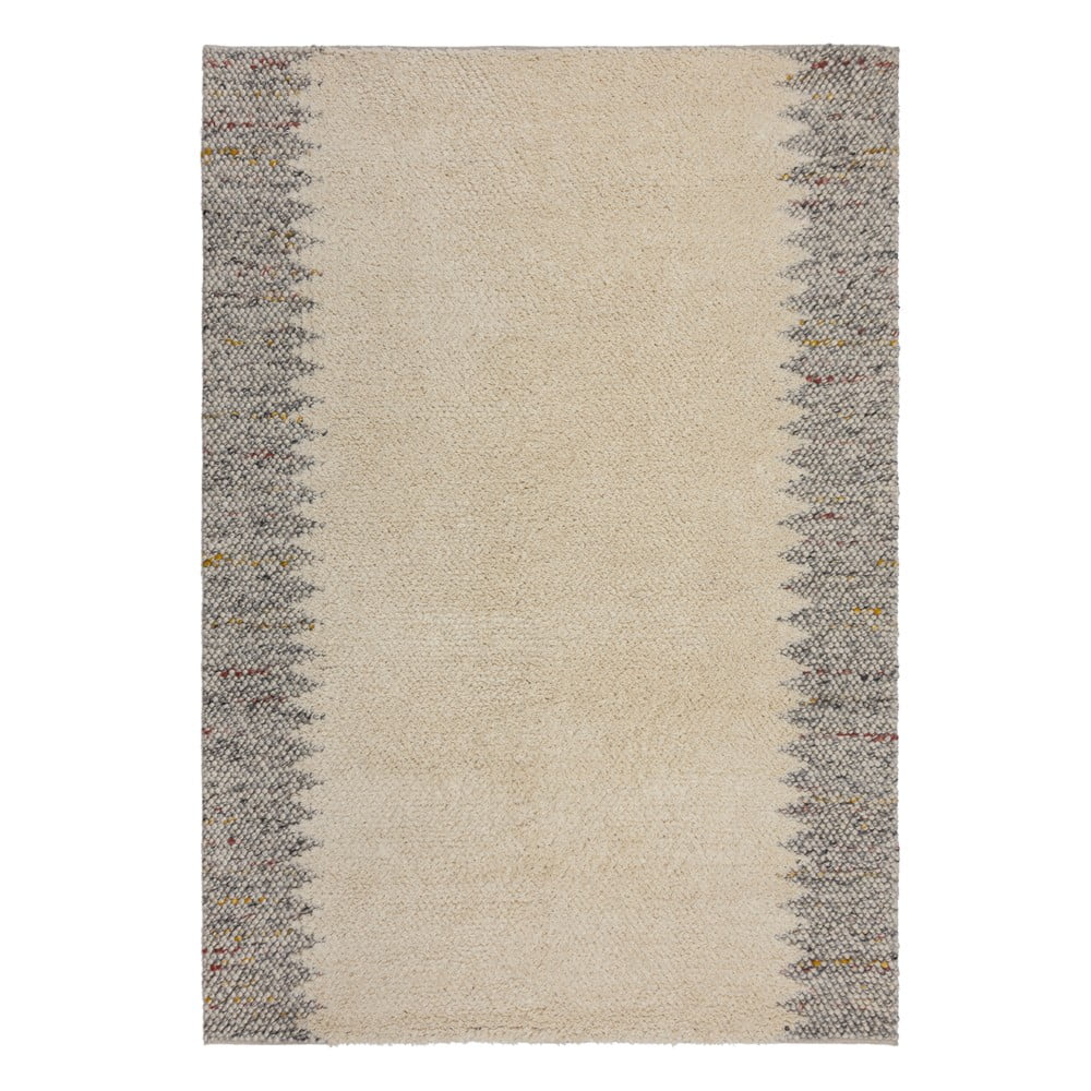 Šedo-krémový ručně tkaný koberec s příměsí vlny 120x170 cm Minerals Border – Flair Rugs