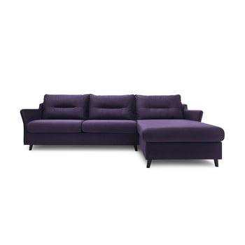 Canapea extensibilă cu șezlong pe partea dreaptă bobochic paris loft, violet închis
