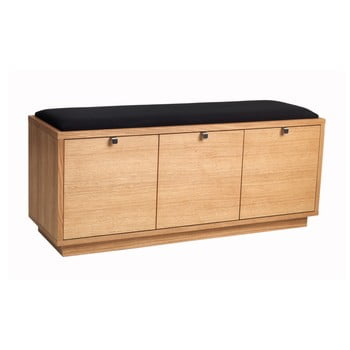 Bancă cu spațiu pentru depozitare și șezut negru rowico confetti, lățime 106 cm, culoare naturală