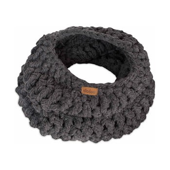 Fular circular tricotat manual doke banks, gri închis