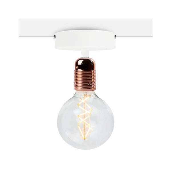 Bílé stropní svítidlo s měděnou objímkou Bulb Attack Uno Basic
