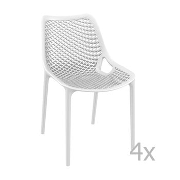 Set 4 scaune de grădină Resol Grid Simple, alb