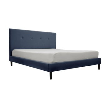 Pat vivonia kent 140 x 200 cm, albastru închis, picioare culoare negru