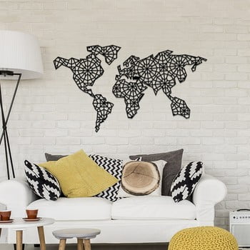 Decorațiune metalică de perete the world is mine, 120 x 64 cm, negru