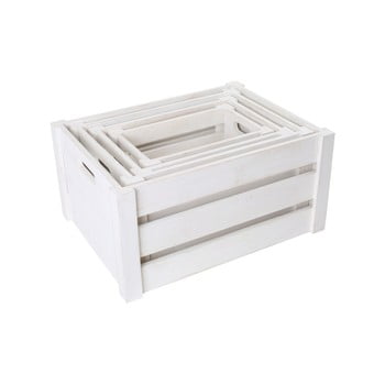 Set 4 lădițe din lemn legler smooth, alb