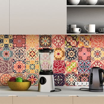 Set 30 autocolante de perete ambiance cement tiles la valette, 10 x 10 cm
