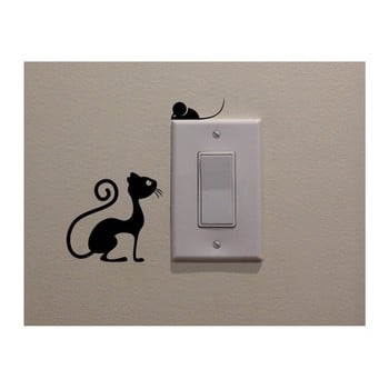 Autocolant decorativ de perete cat & mouse, înălțime 11 cm
