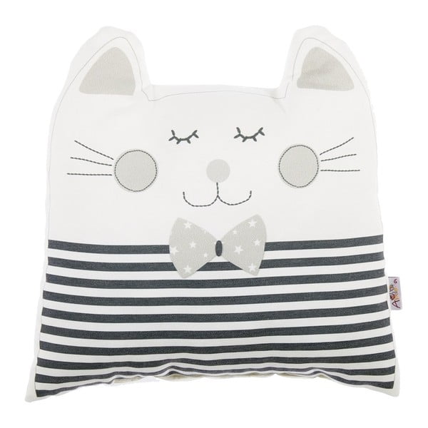 Šedý dětský polštářek s příměsí bavlny Apolena Pillow Toy Big Cat, 29 x 29 cm