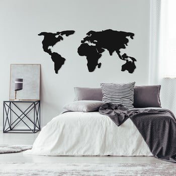 Decorațiune metalică de perete world map two, 121 x 56 cm, negru