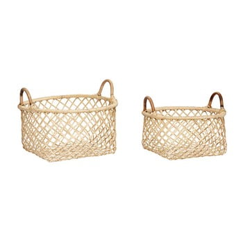 Set 2 coșuri din ratan hübsch gregers, maro