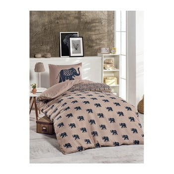 Lenjerie din amestec de bumbac pentru pat de o persoană fil blue, 140 x 220 cm