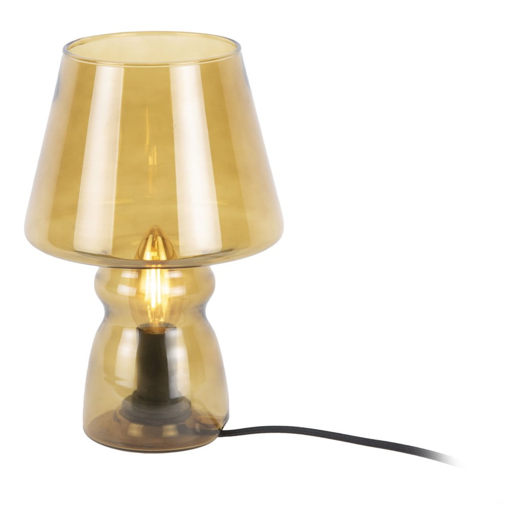 Hořčicově žlutá skleněná stolní lampa Leitmotiv Glass, výška 25 cm